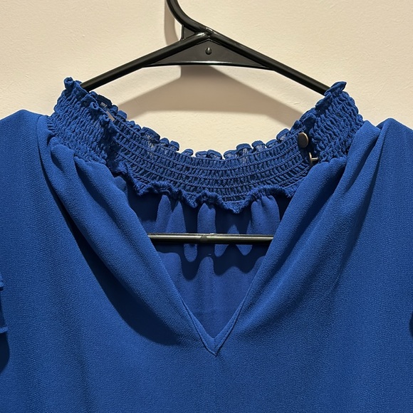 1 State Dress XS Blue Ruffle sleeves skirt collar - Picture 10 of 15